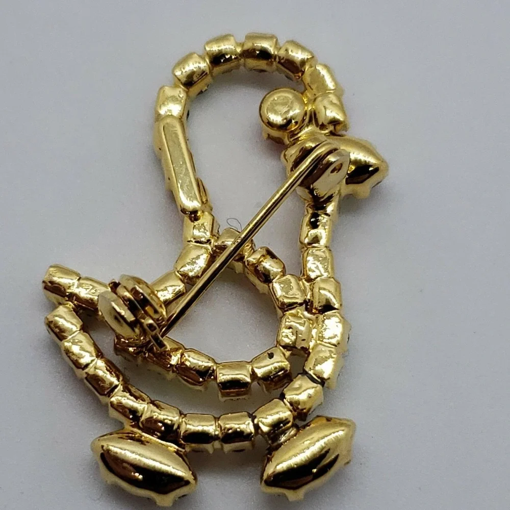 Vintage colorful rhinestone spring‎ springtime chick duck bird brooch pin